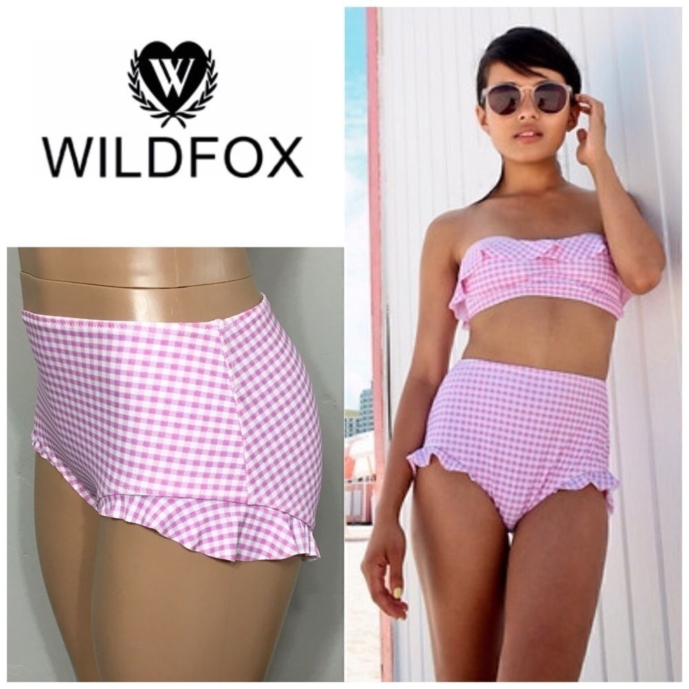 New. WILDFOX Gingham Frill bikini bottom. NWT